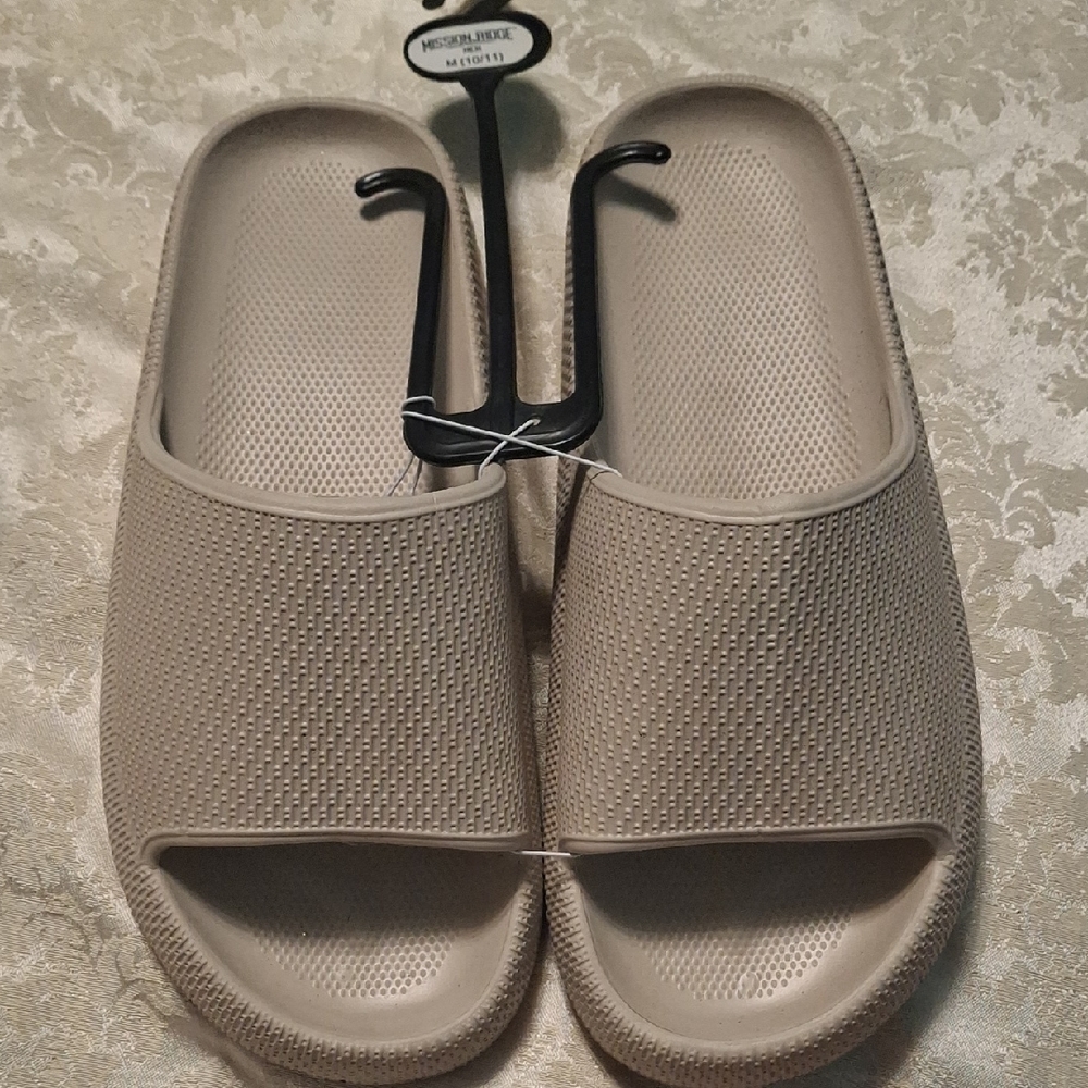 Men's Beige Slide Sandals